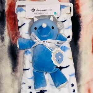Blue Dinosaur Plush Toy and Blanket Set